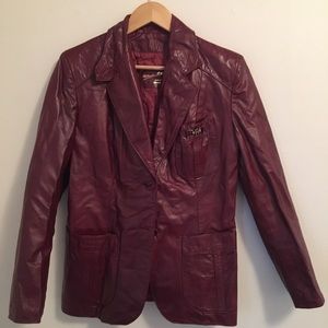Vintage etienne aigner burgundy leather jacket